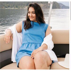 Smash  Tess The Universal Shorty Pocket Romper Bubbly Blue Womens Plus Size 3X